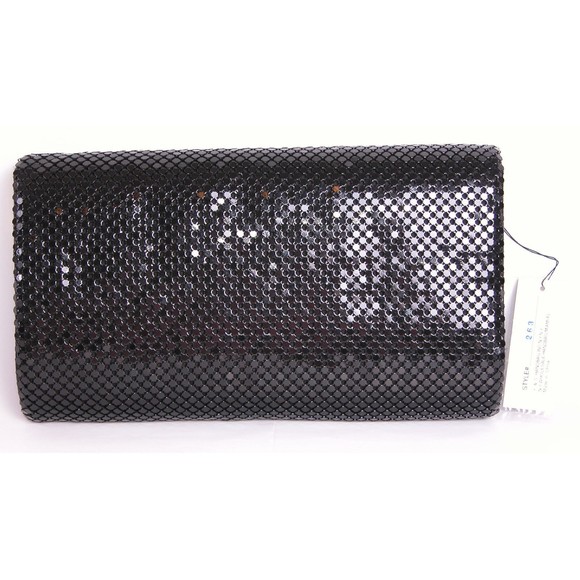 Another Y & S Original Clutch Shoulder Purse VTG Black Metallic Chain Strap New - Picture 3 of 9